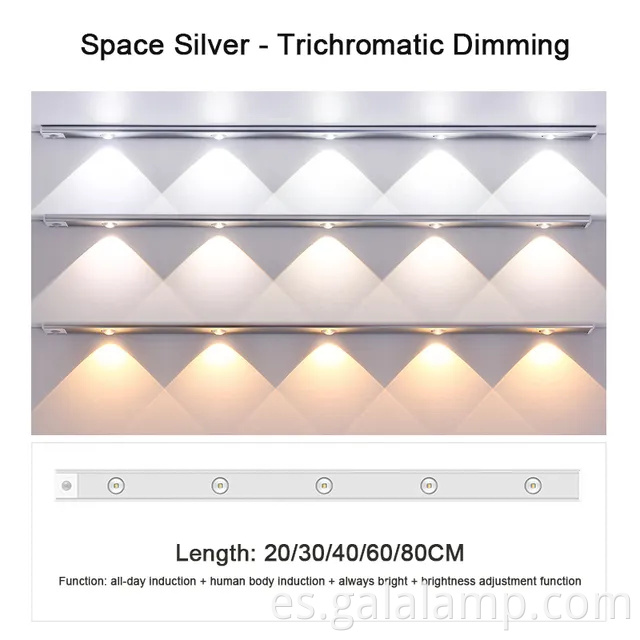 Sensor de movimiento inalámbrico LED nocturna para gabinetes de cocina y dormitorios